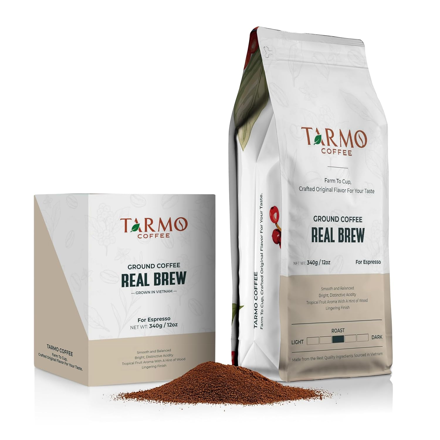TARMO - REAL BREW | Low Acid 100% ARABICA Ground Coffee | Specialty Vietnamese Coffee | Single Origin Medium Roast | Coffee Ground 35.5 Oz Bag