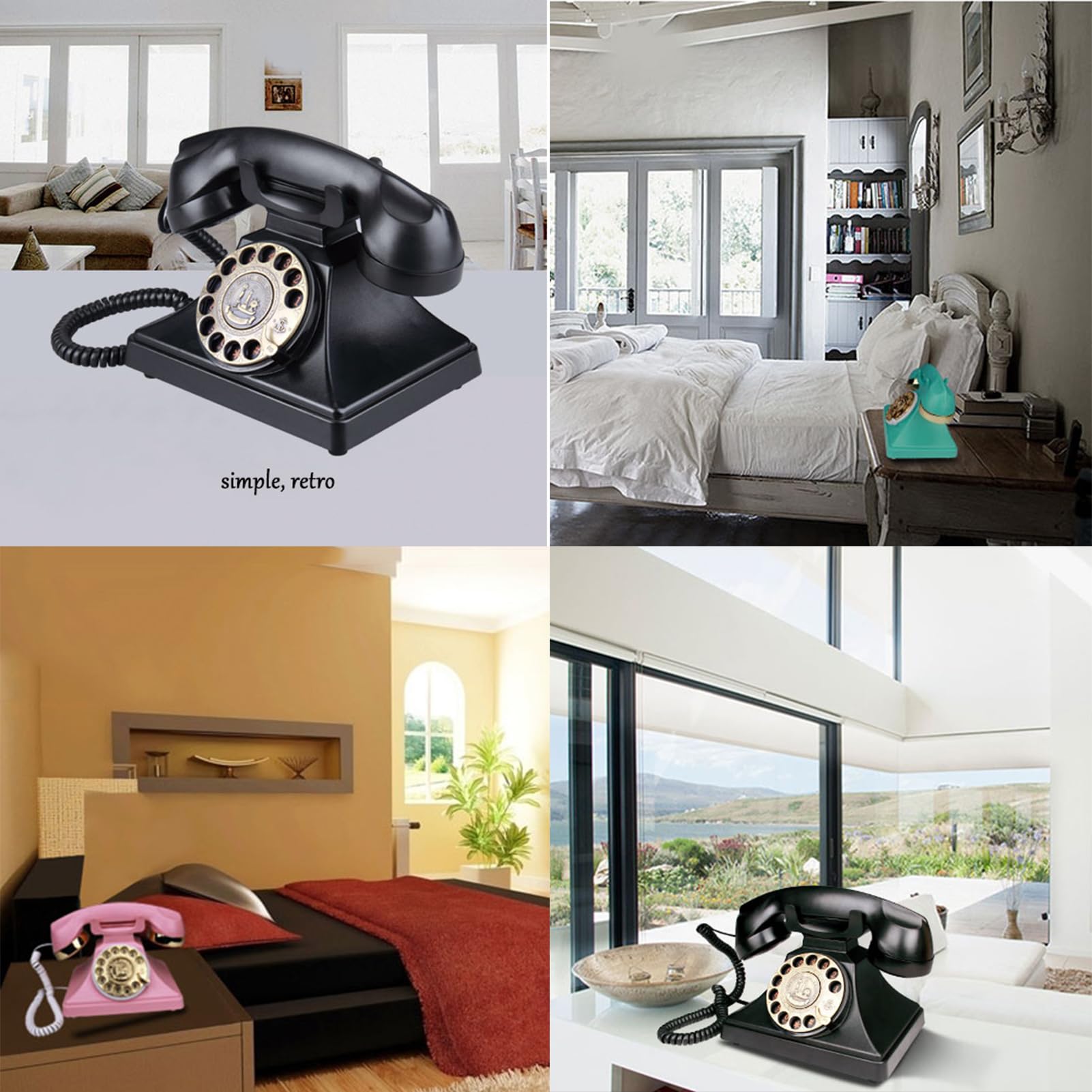 Telefoni Fissi Vintage Classici Con Suoneria Meccanica, Ripetizione Della Chiamata In Vivavoce, Telefono Fisso Vintage, Design Rotativo, Telefono Da Scrivania Antico, Per Casa E Ufficio, Blu, Blu