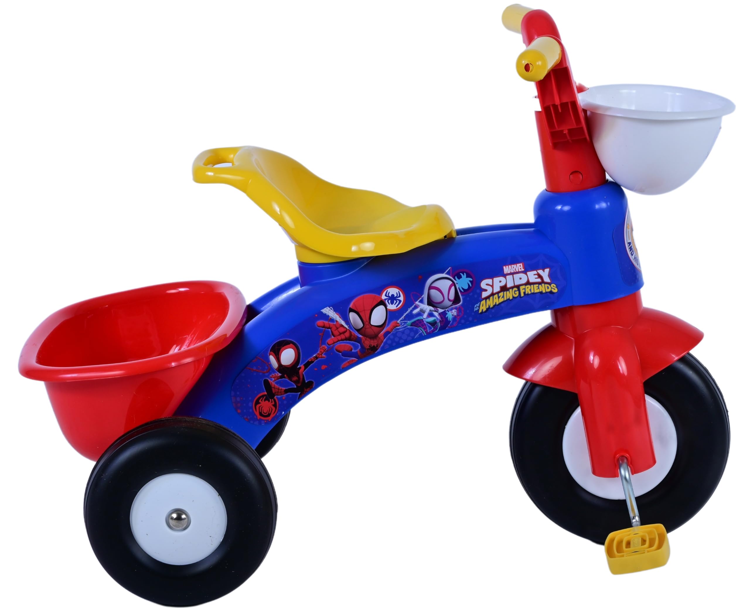 Triciclo primo passi Spidey con cestino e portagiochi per bambini a partire da 1 anno di età