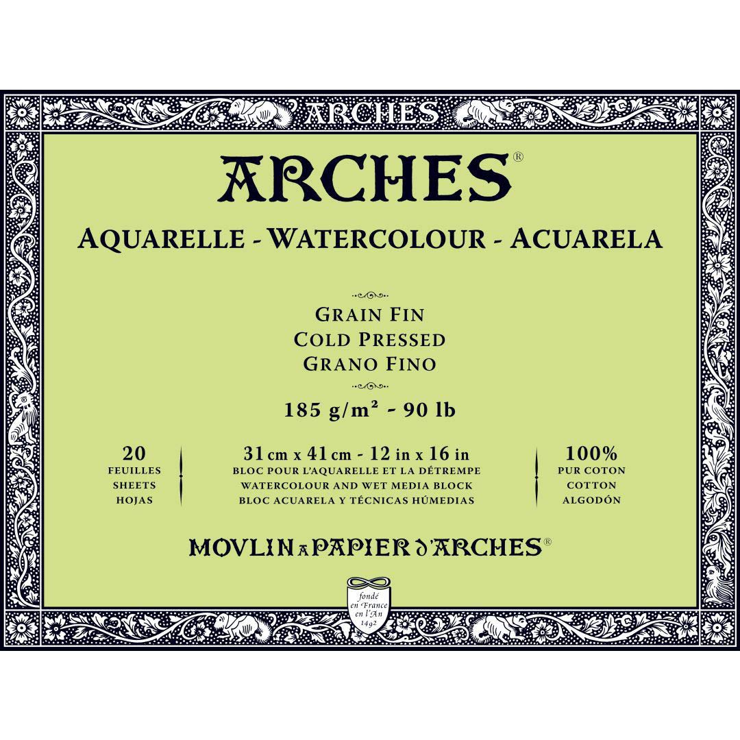 Arches Aquarelle 300 GSM Fine Paper - Natural White 23 X 31 Cm Pad - View #5
