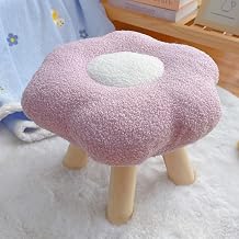 Flower Shape The Foot Stool Width 12.6 inches 32 cm, Height 7.9 inches 20 cm, Wooden Chair, Ottoman, Footstool, Foot Stool, Foot Stand, Shoe Replacement, Low Stool, Soft Stool, Round Chair, With
