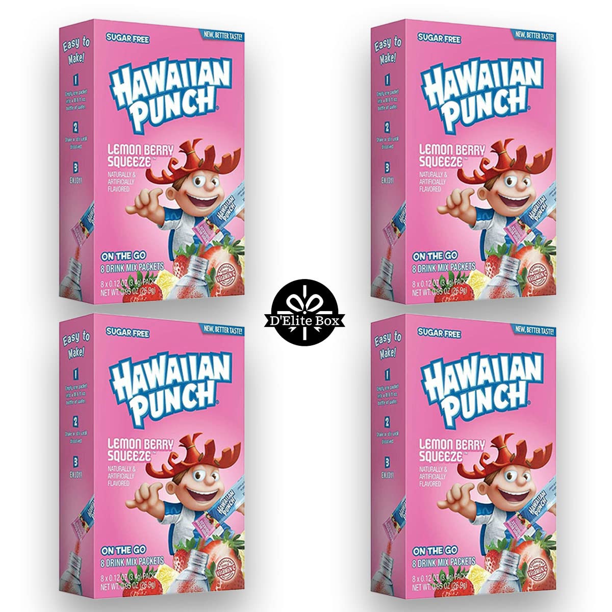 Hawaiian Punch Lemon Berry Sugar-Free Powdered Drink Mix 4 Count of 8 packets each for Total of 32 Sticks bundle packaged by D'Elite Box image 2