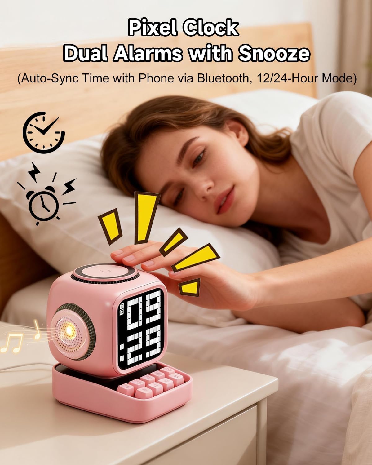 Retro Robot 5-in-1 Bluetooth Speaker: 15W Wireless Charger, Pixel LED Screen, 10W Stereo Sound & 15 White Noise, Alarm Clock, Cute Portable Wireless Speaker for Bedroom Desk Office, Birthday Gifts 7 71F5Ustc0RL. AC SL1500