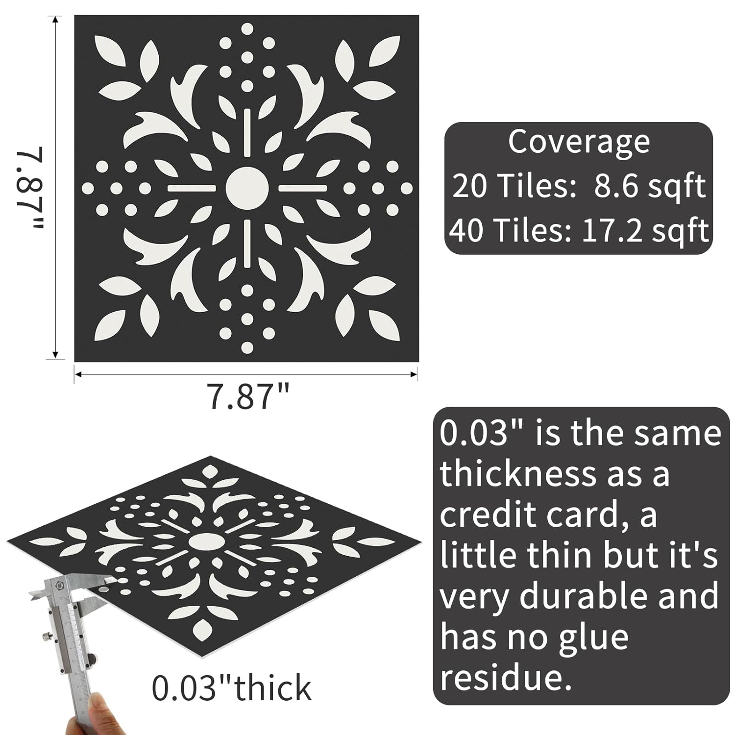 MORCART 40 Pcs Peel and Stick Floor Tile, 7.87"x 7.87" Vinyl Flooring Waterproof, DIY Flooring for Bathroom, Kitchen, Fireplace, Stairs, Bedrooms, Wall, Pantry Room