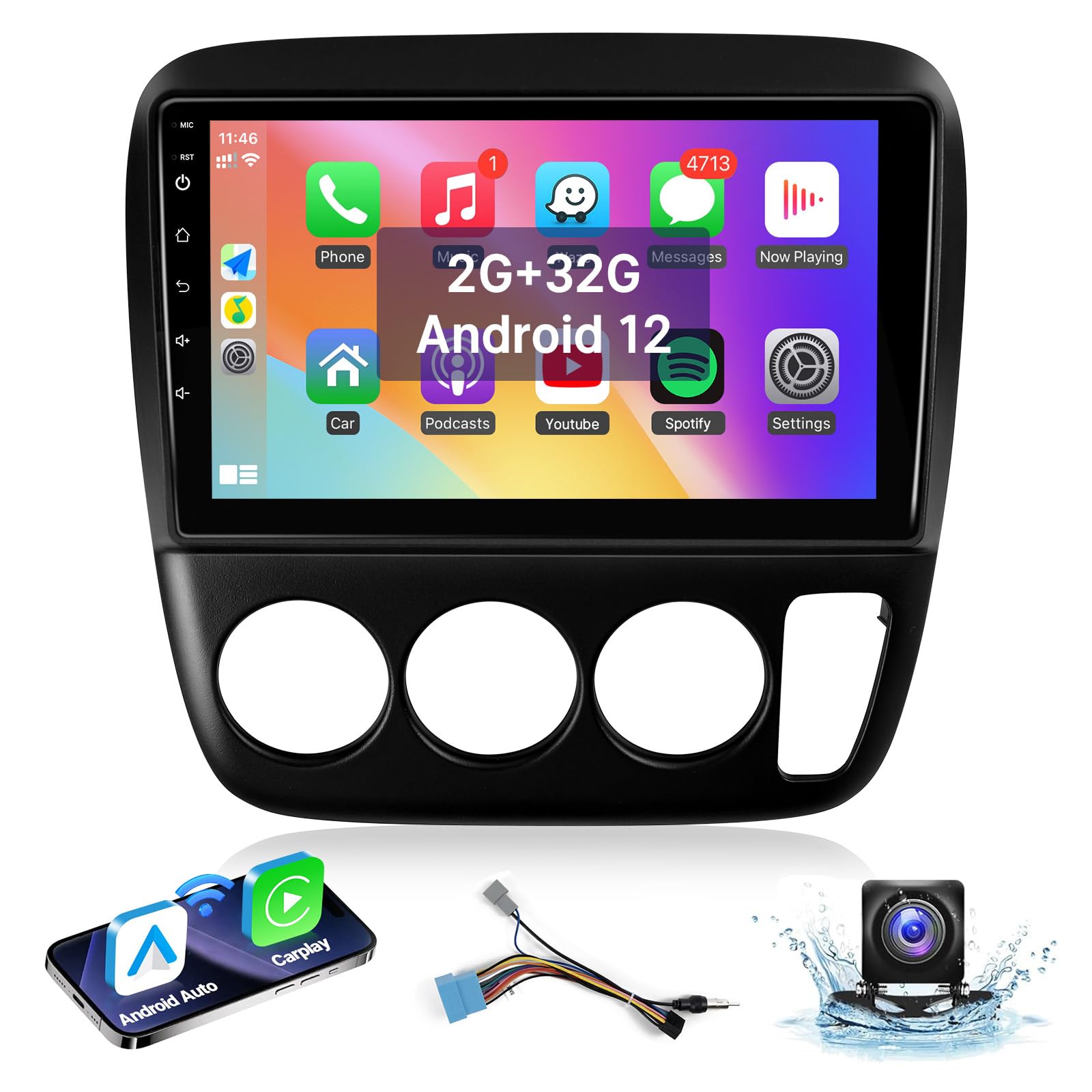 Photo 1 of Leadfan Car Radio for Honda CRV 2012 2013 2014 2015 2016 Stereo Replacement with Wireless Carplay Android Auto, 9'' Touchscreen with Bluetooth GPS Navigation WiFi SWC Backup Camera Mic Pantalla