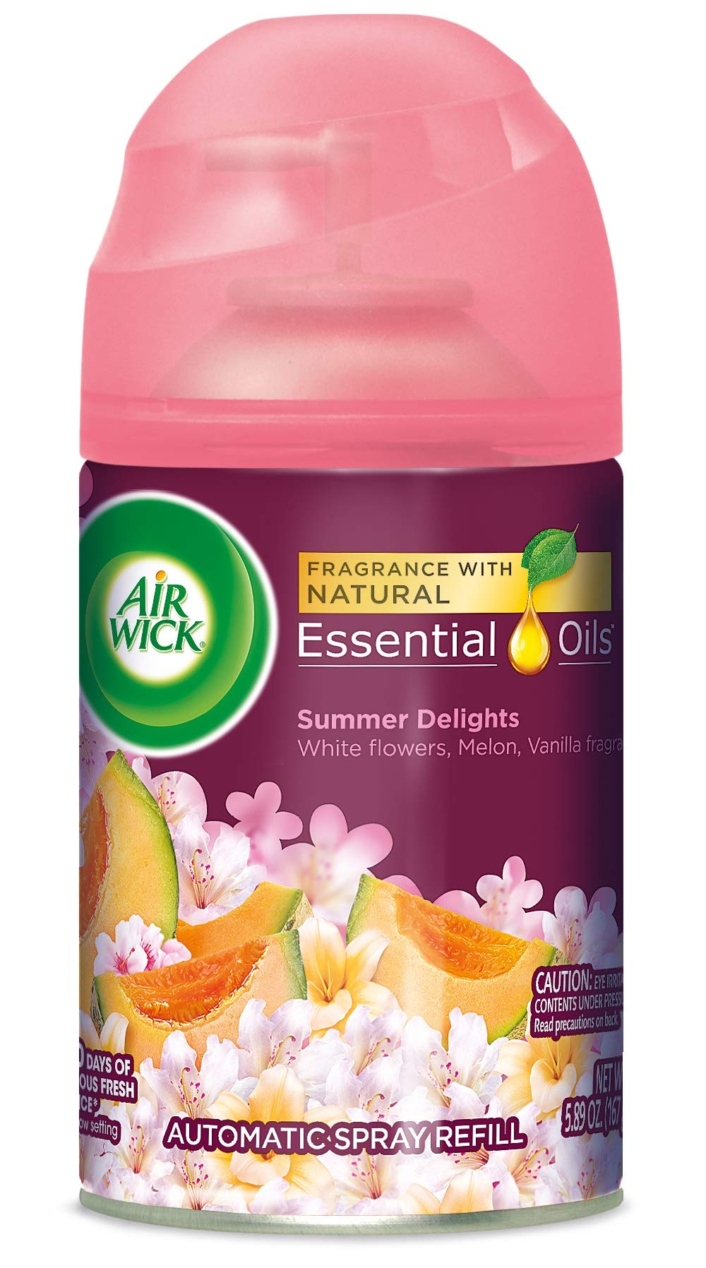 Air Wick Automatic Air Freshener Spray Refill, 1ct, Summer Delights, Odor Neutralization, Essential Oils