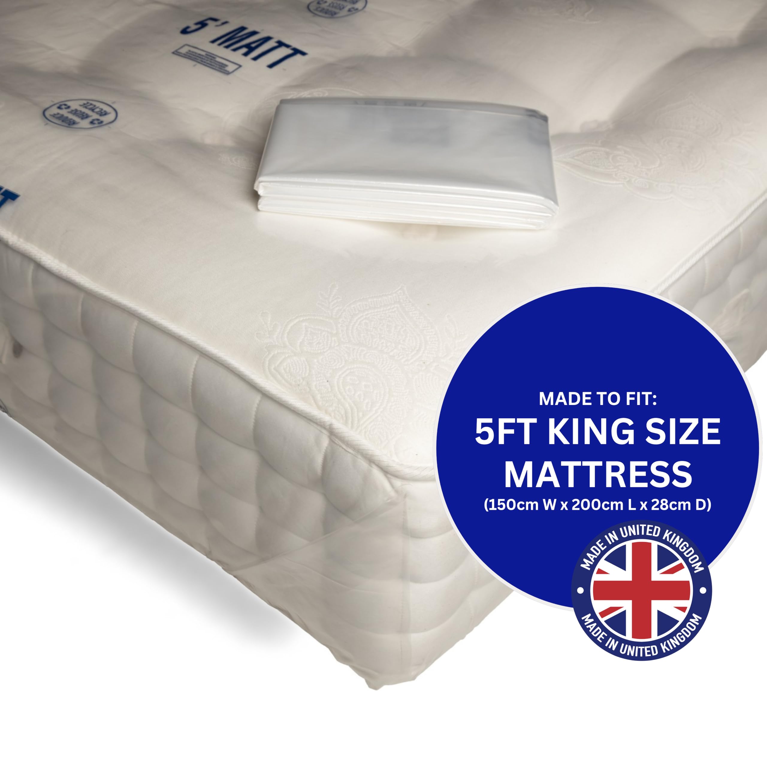 King Size Mattress Bag, Moving and Storage, 5ft, 1 Pack, Heavy Duty, Mattress Covers for Moving, Plastic Mattress Cover - Image 2