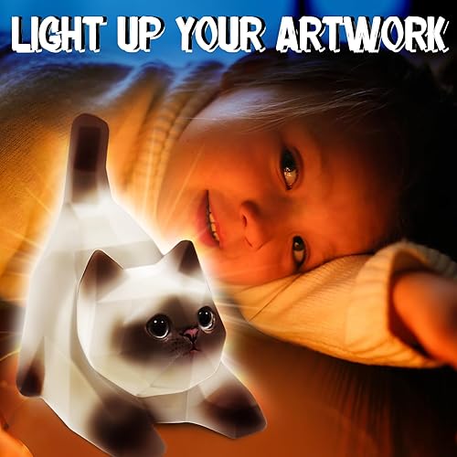 Miniatura 5 de FUNZBO Kit de lámpara para pintar tu propio gato de 4.3 pulgadas, artes y manualidades para adolescentes, kit de pintura para niños, juguetes de luz