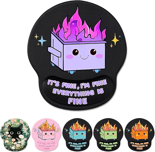 Hancynir Ergonomic Mouse Pad with Wrist Support, Cute Funny Gel Mouse Pads Wrist Rest, Dumpster on Fire Comfortable Computer Mousepad for Gaming Laptop Work Home Desk Accessories Office Supplies Decor