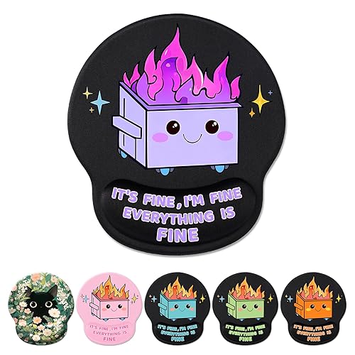 Ergonomic Mouse Pad with Wrist Support, Cute Funny Gel Mouse Pads Wrist Rest, Dumpster on Fire Comfortable Mousepad