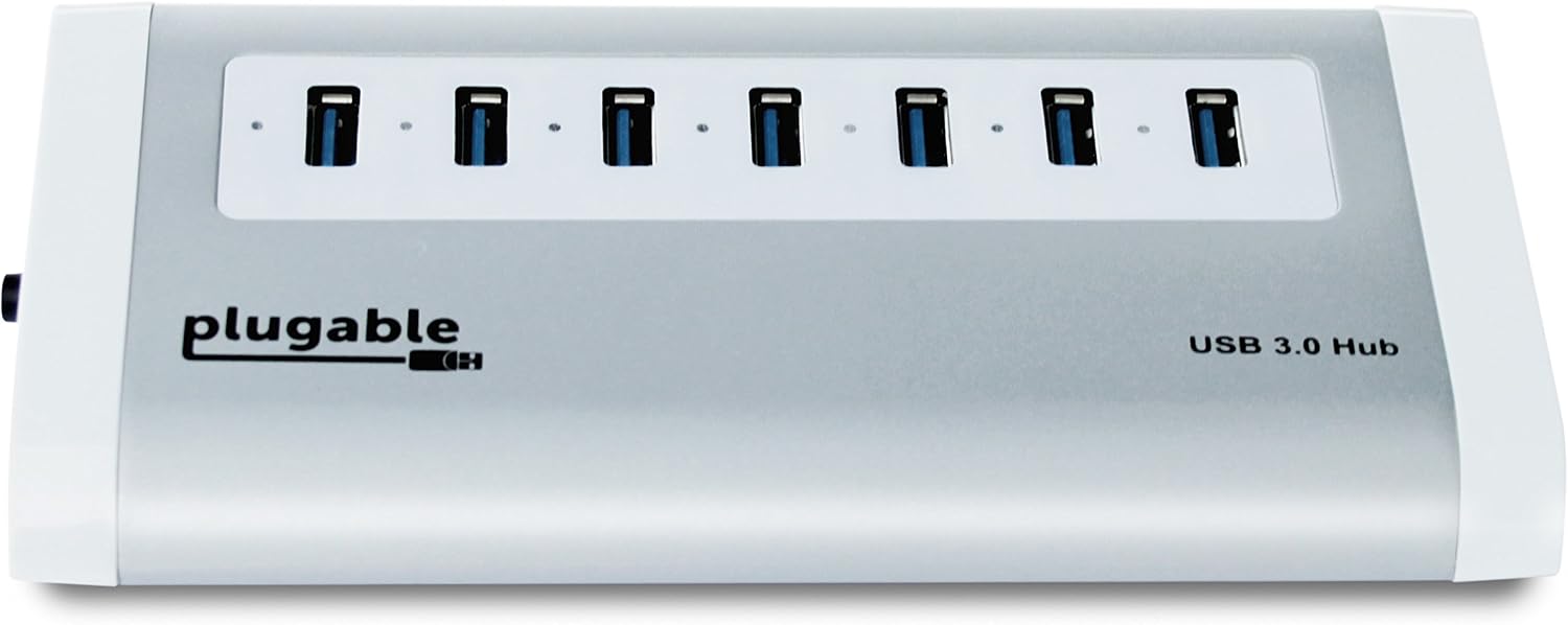 7-Port Aluminum USB 3.0 SuperSpeed Hub with 20W Power Adapter