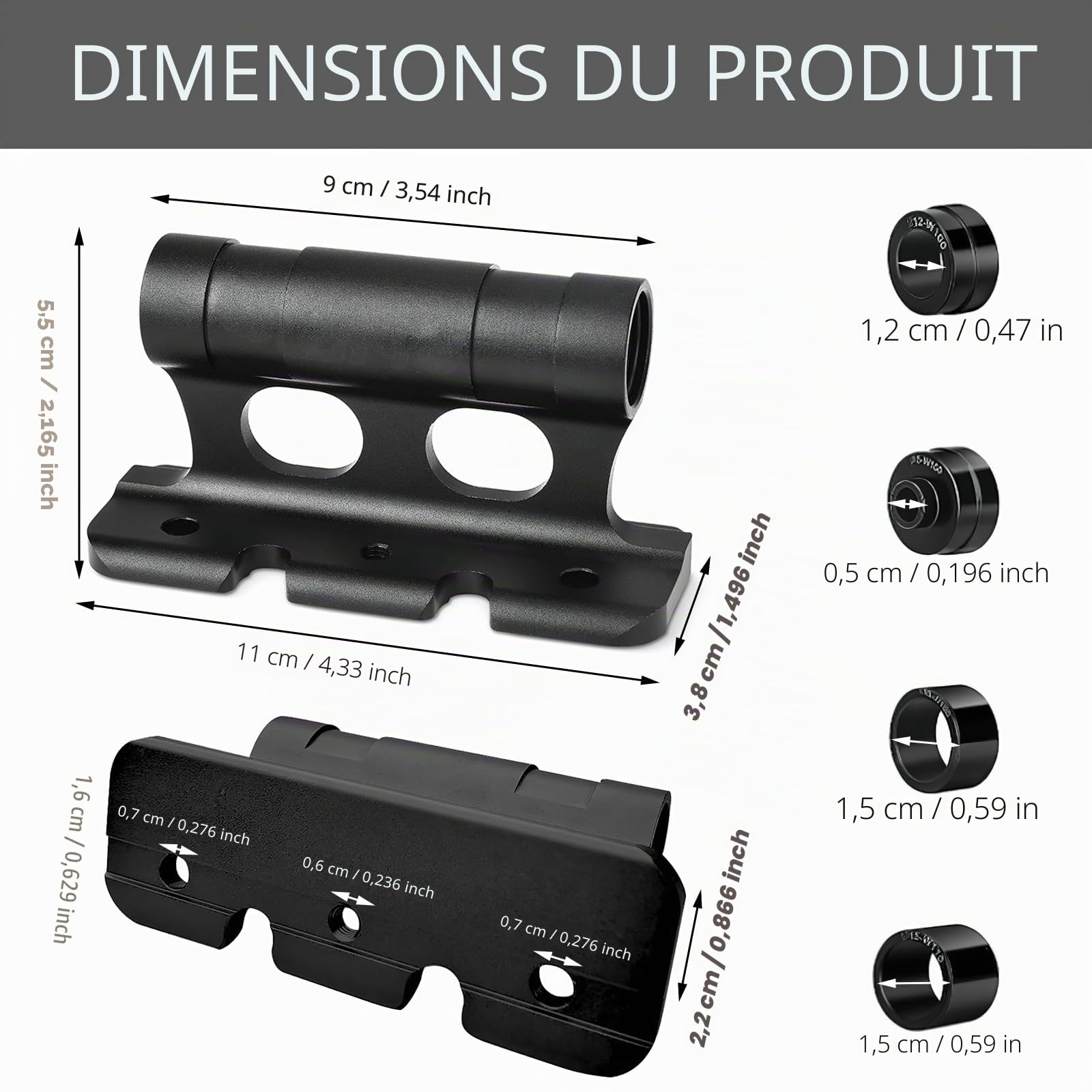 HENGBIRD 2 pièces de support de fourche pour vélo en alliage d'aluminium, support de toit pour vélo de voiture à verrouillage rapide, support de fourche pour vélo polyvalent pour 5/12/15x100mm