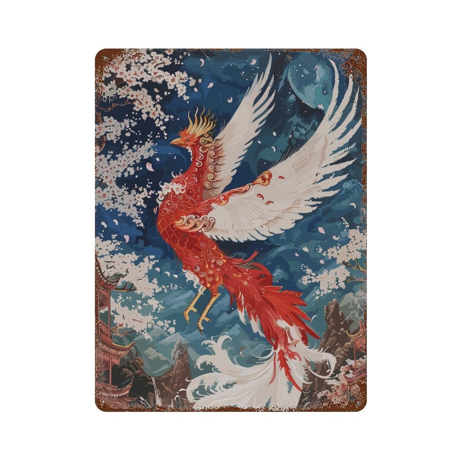 Legend Phoenix Japan Decorative Tin Sign 15.7"x11.8", for Bistro, Counter And Cafe Decor, Retro Wall Decor
