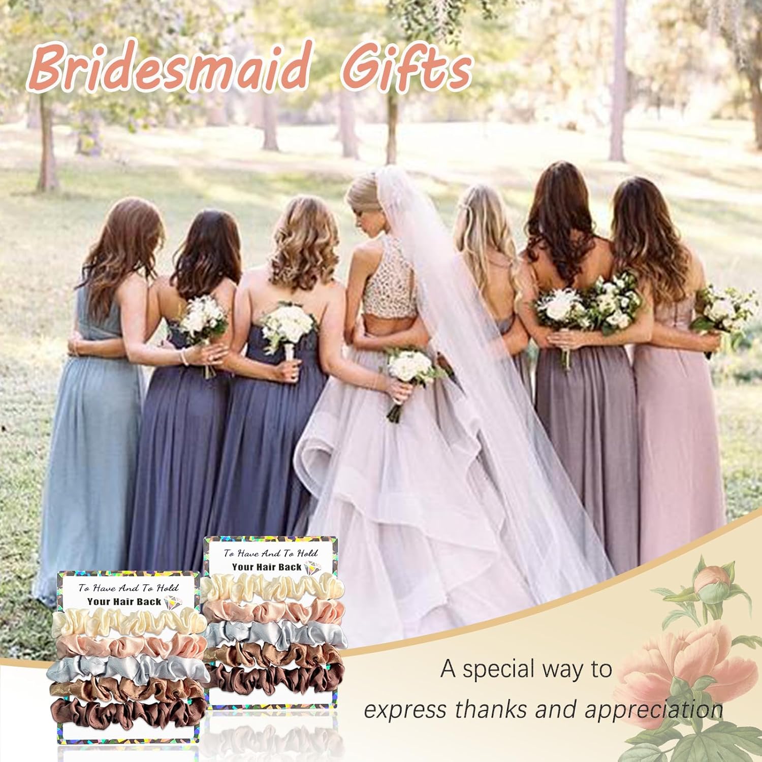 Satin Silk Scrunchies - 40Pcs Soft Hair Ties, Cute Bridesmaid Gift Set (8-Fresh), Perfect for Bridesmaid Proposals - Image 7