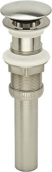 PF WaterWorks DecoDRAIN Push Pop-Up Sink Drain Plated ABS Body No Overflow - Umbrella Cap Dia 2.5"; Brushed Nickel; PF0717-BN
