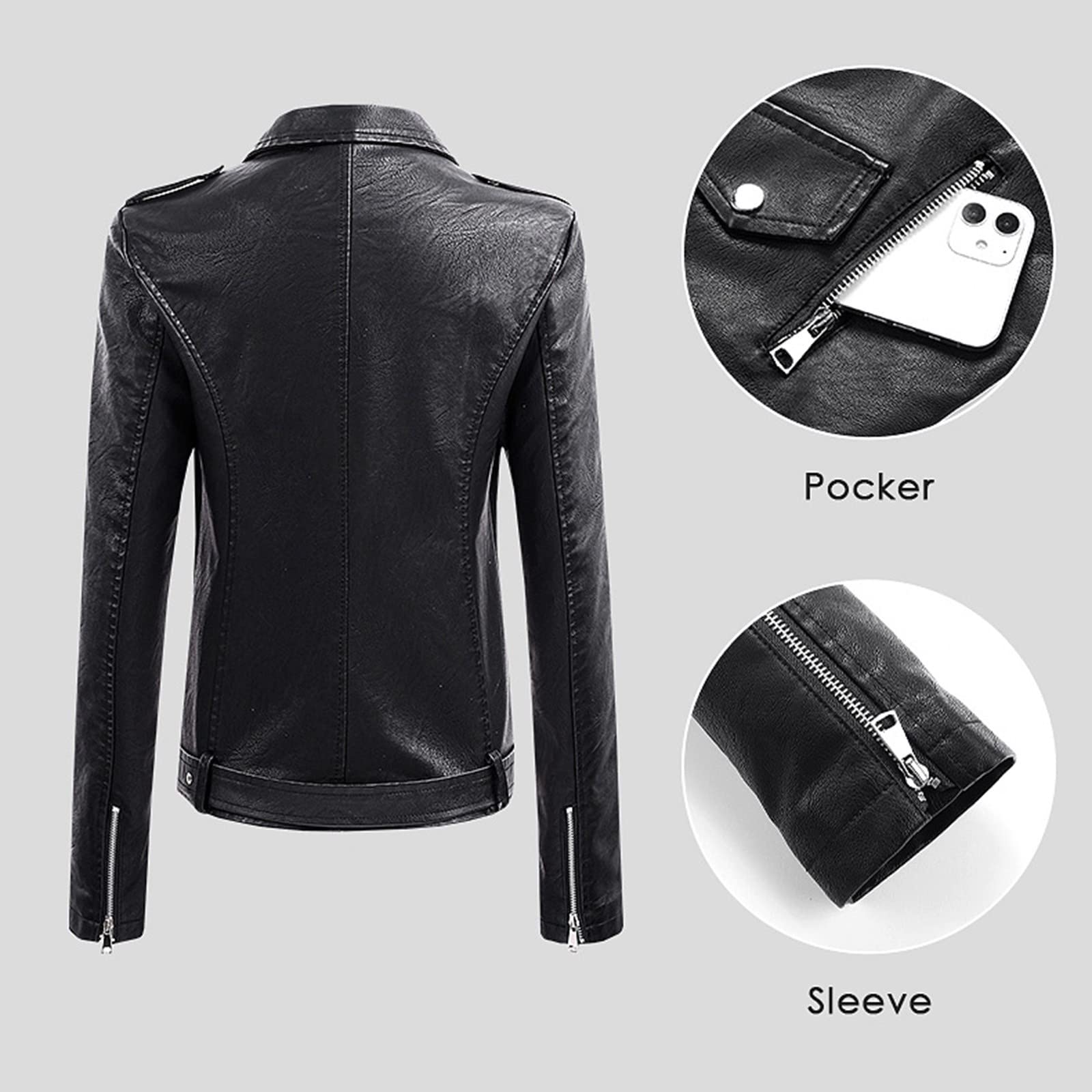 Giacca in Pelle a Maniche Lunghe da Donna Giacca in Pelle da Moto Giacca in Pelle PU Giacca da Donna alla Giubbotto Sportivo Donna Invernale Donna Giubotto