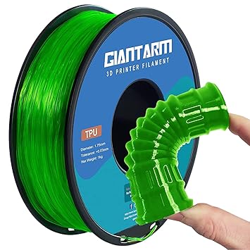 GIANTARM TPU Filament 1.75mm Flexible Soft 3D Printer Consumables Green,95A 1kg Spool (2.2 lbs.), Dimensional Accuracy +/- 0.05 mm