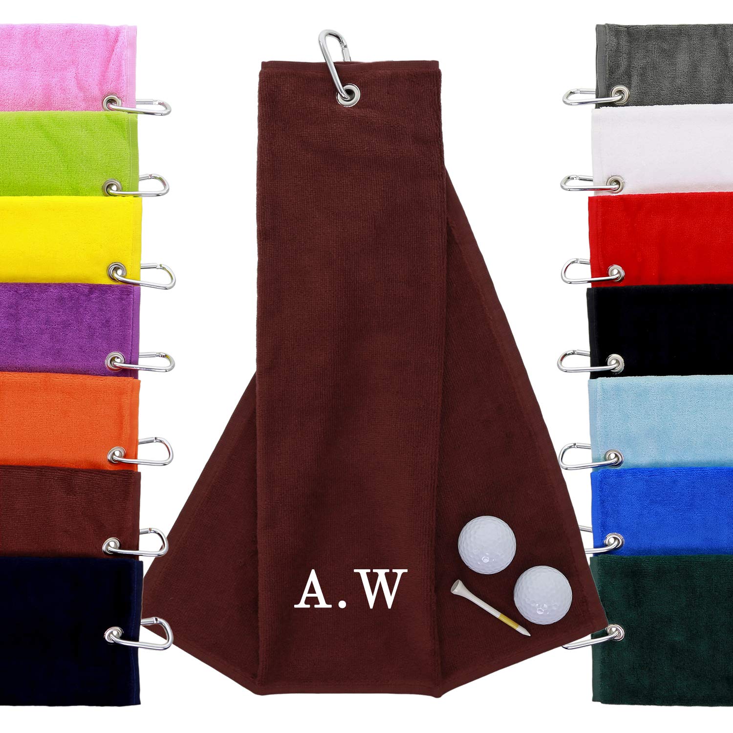 aztex Personalised Tri-Fold Golf Towel, 550gsm, Wine