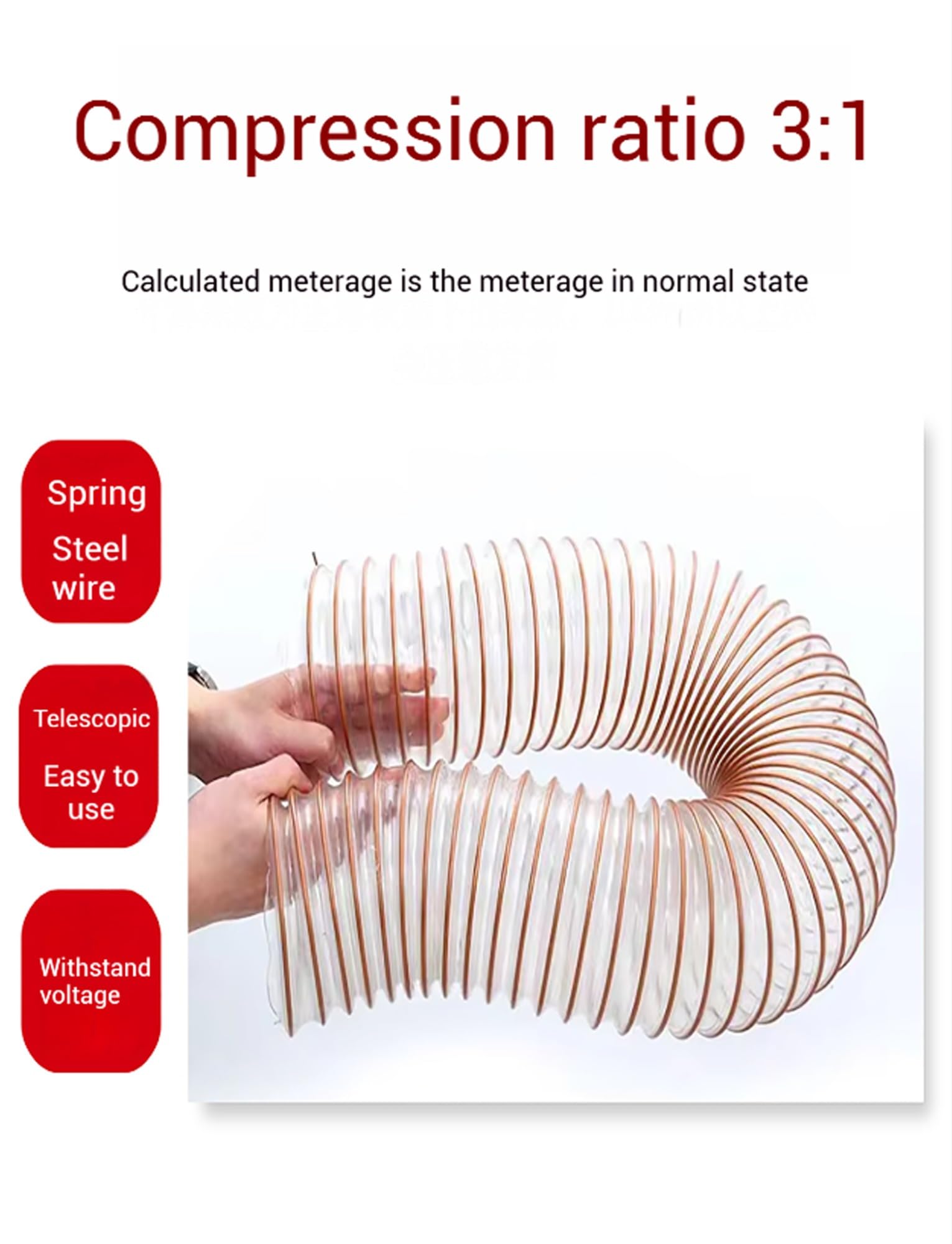 Tubo flessibile in poliuretano, 1 m, tubo di ventilazione in poliuretano, spessore parete 0,9 m, condotto d'aria leggero, ideale per sistemi HVAC e progetti fai da te