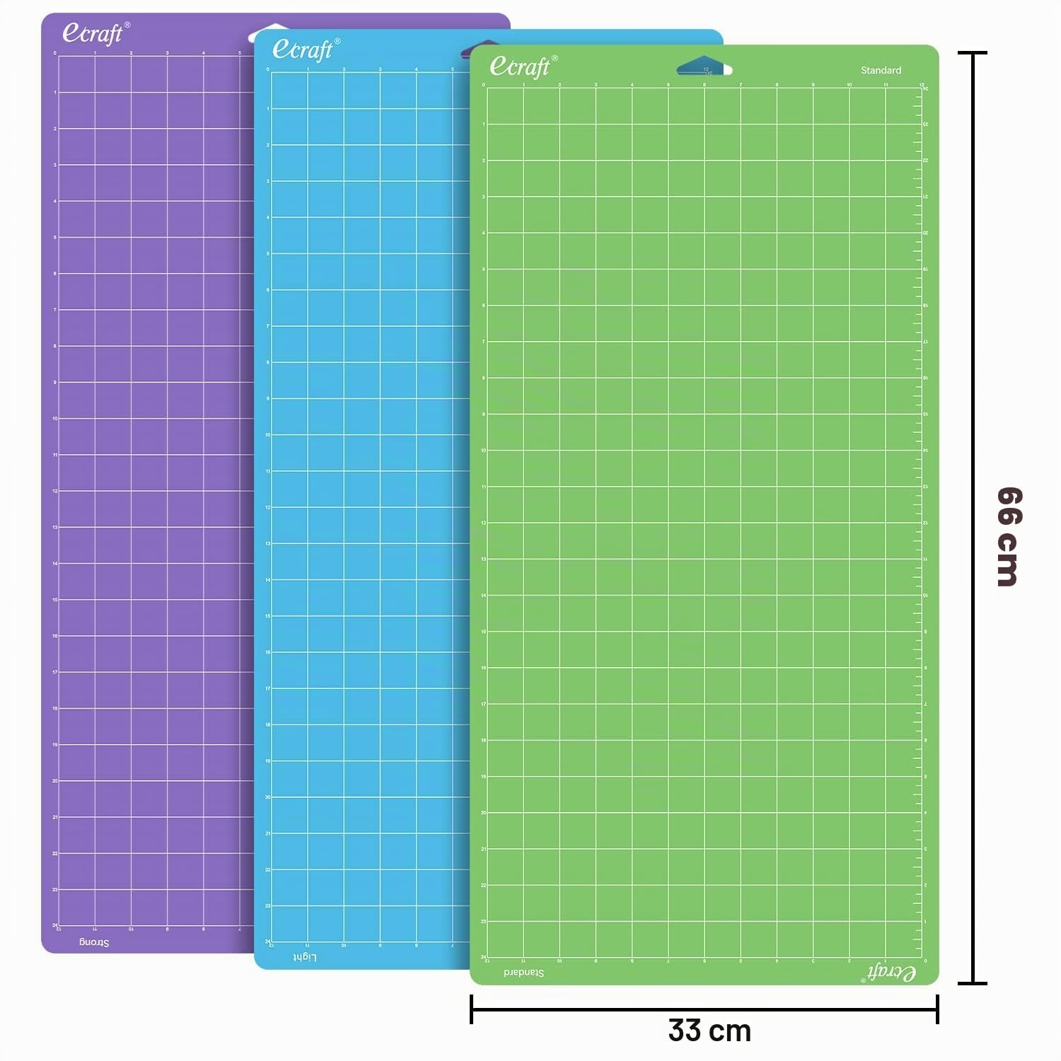 Ecraft Schneidematte für Cricut Explore One/Air/Air 2 Maker (StrongGrip/StandardGrip/LightGrip, 30.5x61 cm, 3 Stück), Ersatz für Handwerk, Nähen und alle Kunstwerke.