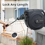 Giraffe Tools Garden Hose Reel 5/8" x 115+5 ft, Retractable Garden Hose, Wall Mounted, Automatic Rewind 180° Swivel, Heavy Duty, Any Length Lock, Slow Retraction Dark Grey,AW5058