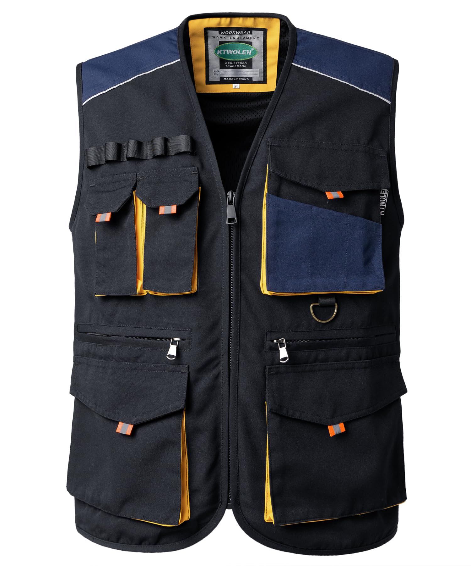 KTWOLEN Arbeitsweste Herren mit Vielen Taschen Robuste Montageweste mit Reflektierenden Details Handwerker Kleidung für Industrie Outdoor
