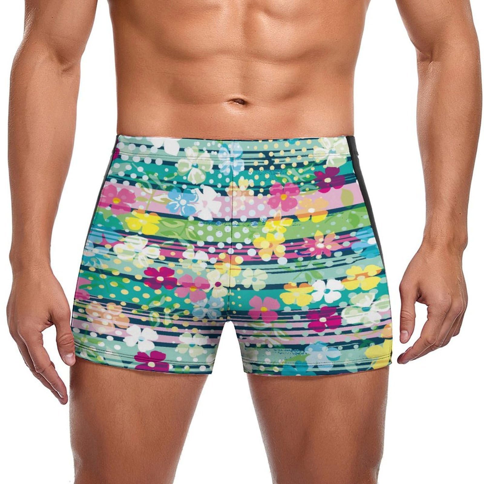 Maillot de bain slip pour homme à motif fleurs colorées confortable
