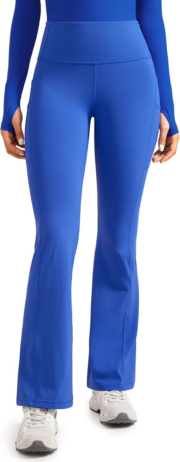 Womens High Waisted Medical Flare Scrub Pants 31" - 7 Pockets Wide Leg Bootcut Yoga Scrub Leggings Work Pants