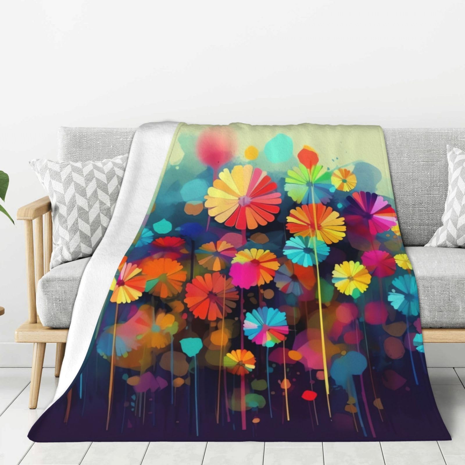 Couverture polaire douce style abstrait, un cadeau chaleureux pour le lit