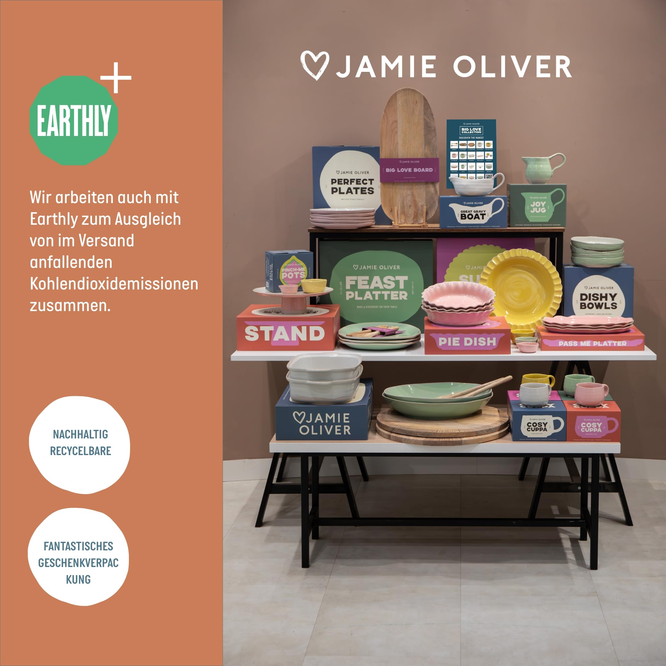 Jamie Oliver Big Love Richtige Kuchenform, Runde Steingut-Backform mit Wellenkanten, spülmaschinen- und mikrowellengeeignet, Rosa, 28x6cm