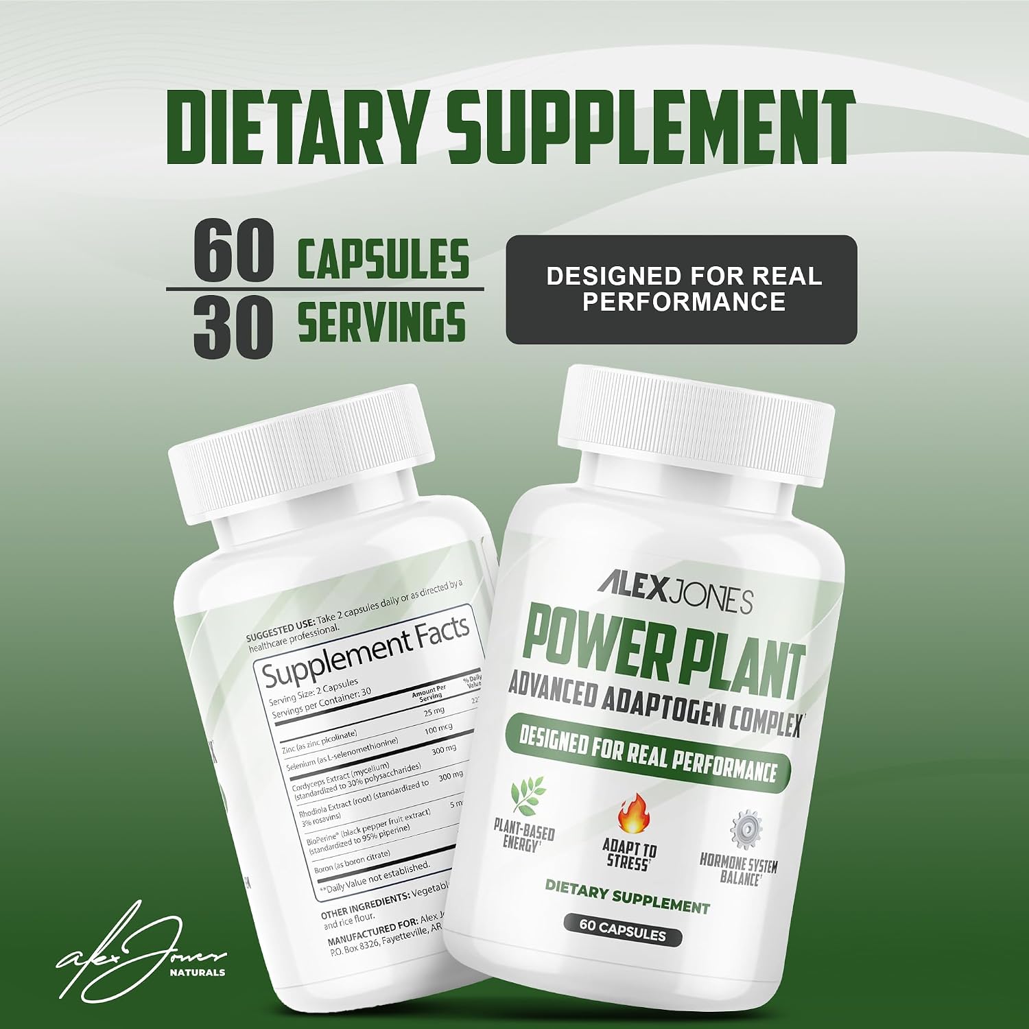 Adaptogenic Mushrooms with Cordyceps & Rhodiola – Daily Blend with Zinc, Selenium & Boron –Vegan Mushroom Capsules Supplement for Active Lifestyles – No Fillers or Additives – 60 Count