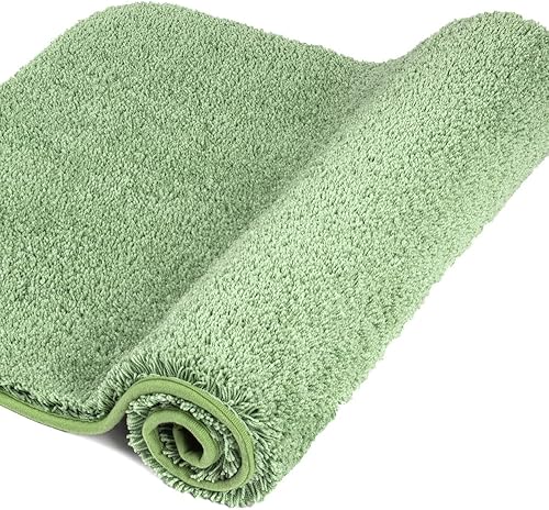 Miniatura 1 de Walensee - Tapete de baño antideslizante, absorbente, extrasuave, microfibra, peludo, lavable a máquina, felpa gruesa para ducha (16 x 24 pulgadas,