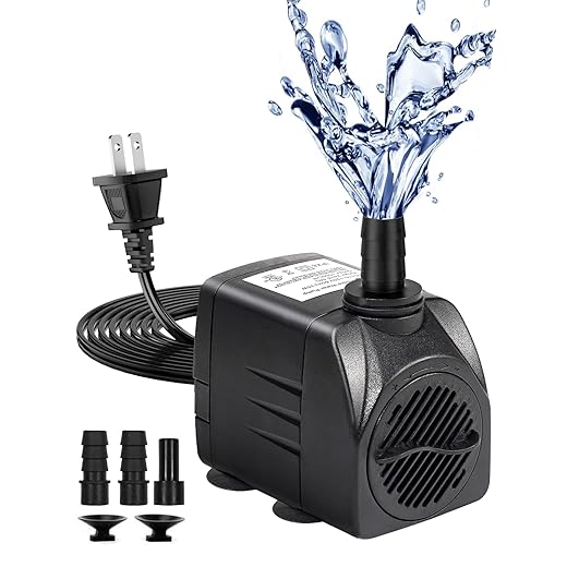 Fountain Pump, 220GPH Submersible Water Pump Outdoor, Ultra Quiet Water Fountain Pump for Pond Waterfall, Fish Tank, Aquarium, Hydroponics