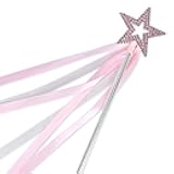 Lovelyshop Pink Crystal Metal Star Fairy Wand with Ribbon for Girls Halloween Decorations
