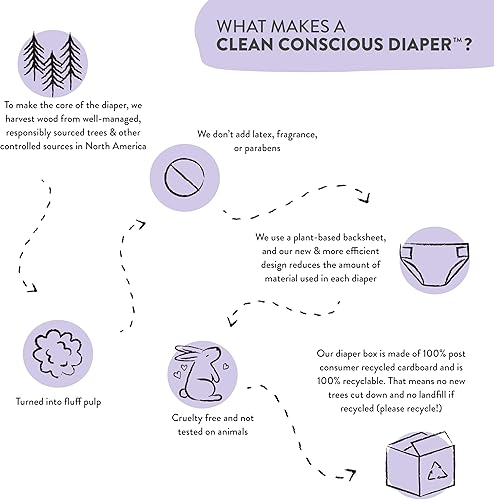 Miniatura 7 de The Honest Company Pañales de noche Clean Conscious  A base de plantas, sostenibles  Nube acogedora + signos de estrella  Club Box, talla 6 (35+