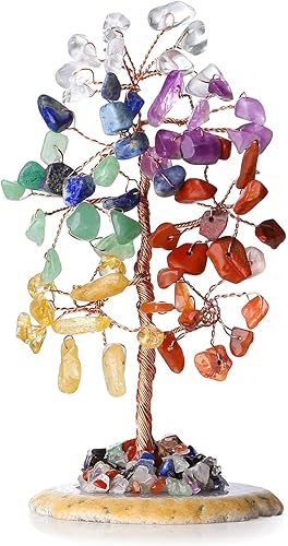 DUQGUHO Árbol de cristal curativo piedras de cristal para el dinero árbol de Feng Shui árbol de oficina en casa decoración de árbol de cristal base