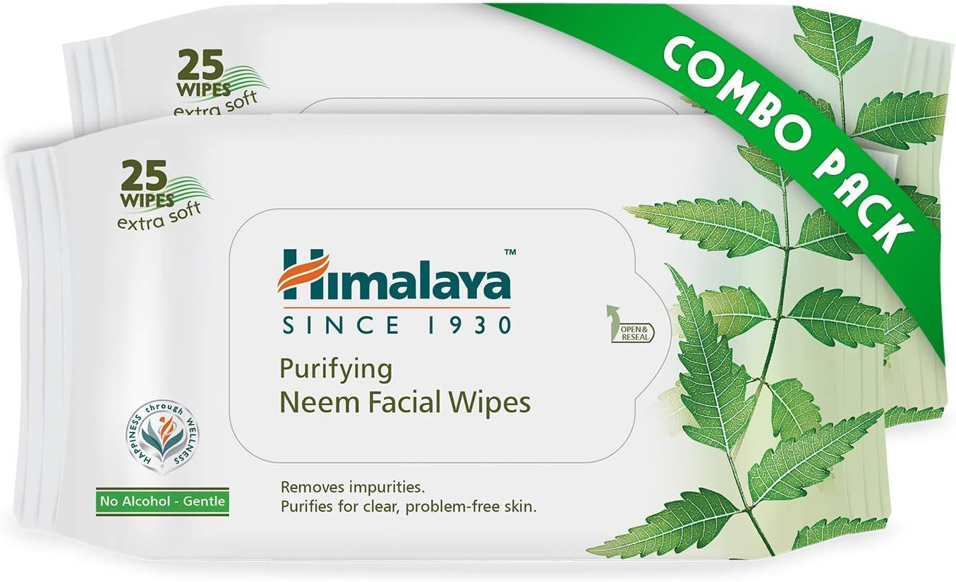 Himalaya Purifying Neem Facial Wipes, 25 Count (Pack Of 2)