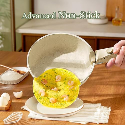 Miniatura 9 de Juego de ollas y sartenes antiadherentes con mango desmontable, utensilios de cocina antiadherentes, ollas y sartenes de cocina de granito, juego de