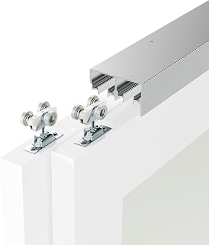 60" Bypass Sliding Door Hardware Kit, 5FT Double Track Bypass Closet Door Hardware, Smoothly and Quietly, Silver Aluminum