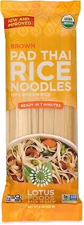 Lotus Foods Organic Brown Rice Pad Thai Noodles | Gluten-Free Vegan Whole Grain, Quick 5-Min Cook, 8oz