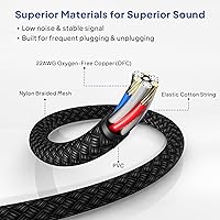 Vista 4 de Elebase Cable TRS para instrumento de 1/4 de pulgada, paquete de 2 unidades de 10 pies, cable recto de interconexión de audio estéreo macho de 0.250