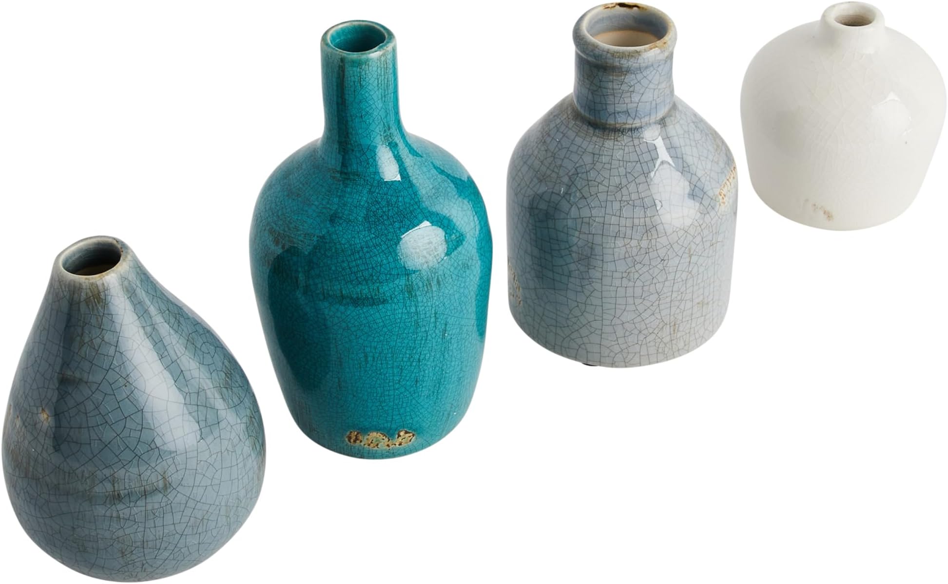 Blue & Ivory Terracotta Vases (Set of 4 Sizes)