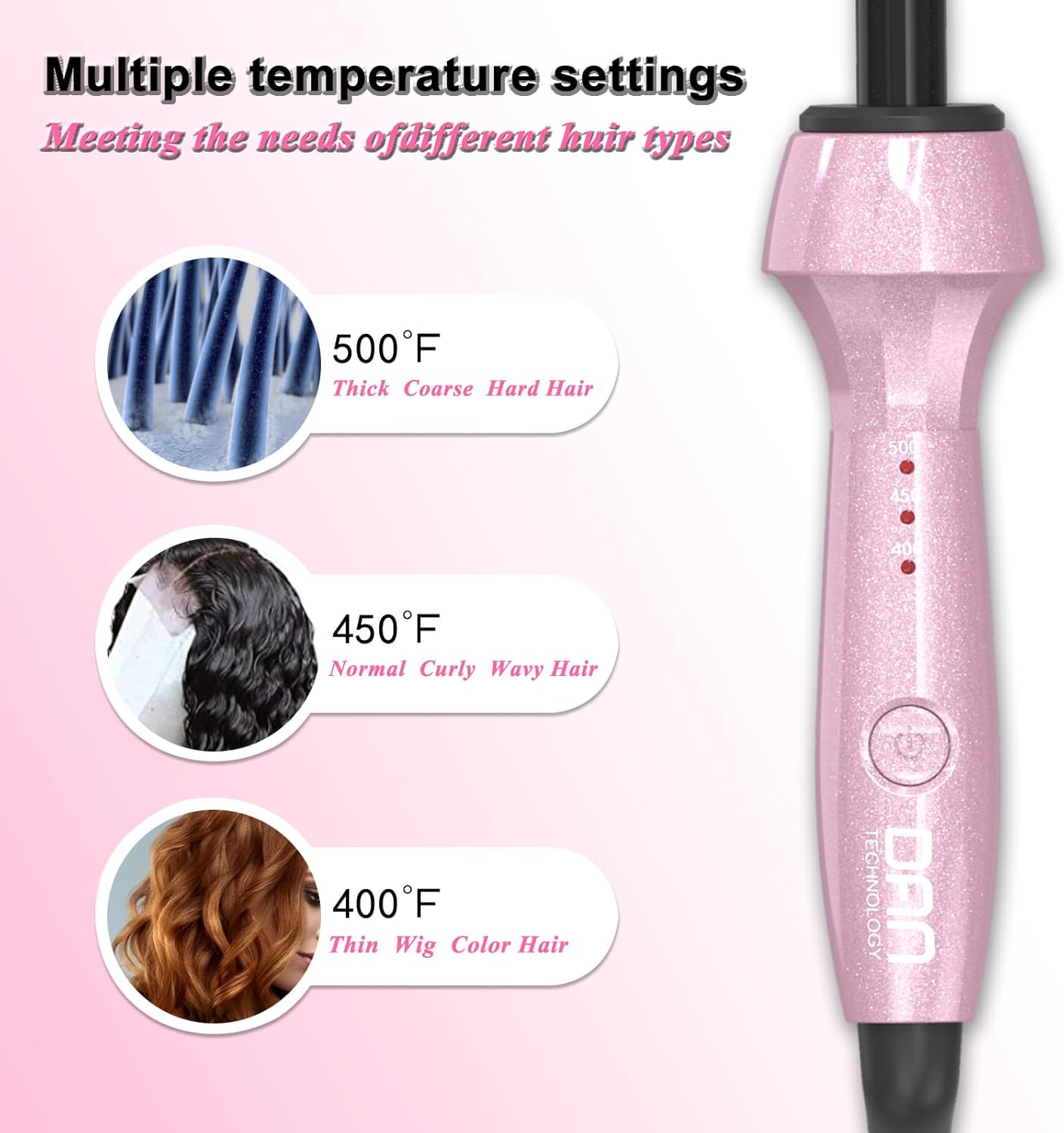 Dan 500℉ hot Comb,Hot Comb for Black Women Hair,HotComb Electric for Wigs,Pressing Comb for African American Hair,Dual Voltage, Temperatures Adjustable,60 Min Auto Shut Off, (Pink) - Image 6