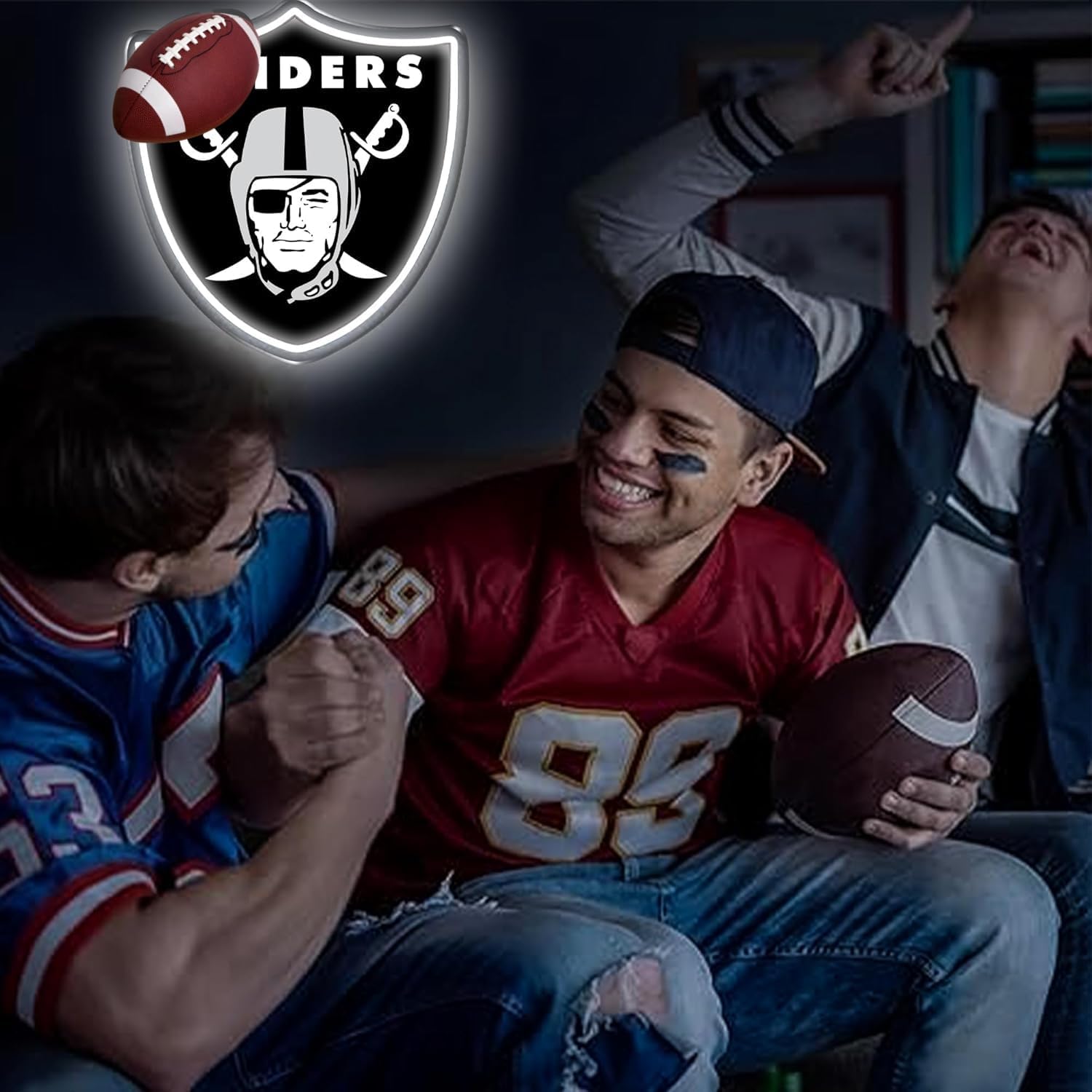 Football Team Neon Sign, Cool Dimmable Light Up Football Team Logo Hanging USB Powered for Wall Decor, Man Cave, Bedroom, Game Room Deco, Birthday Christmas Merch Gift for Boys Fans - Image 2