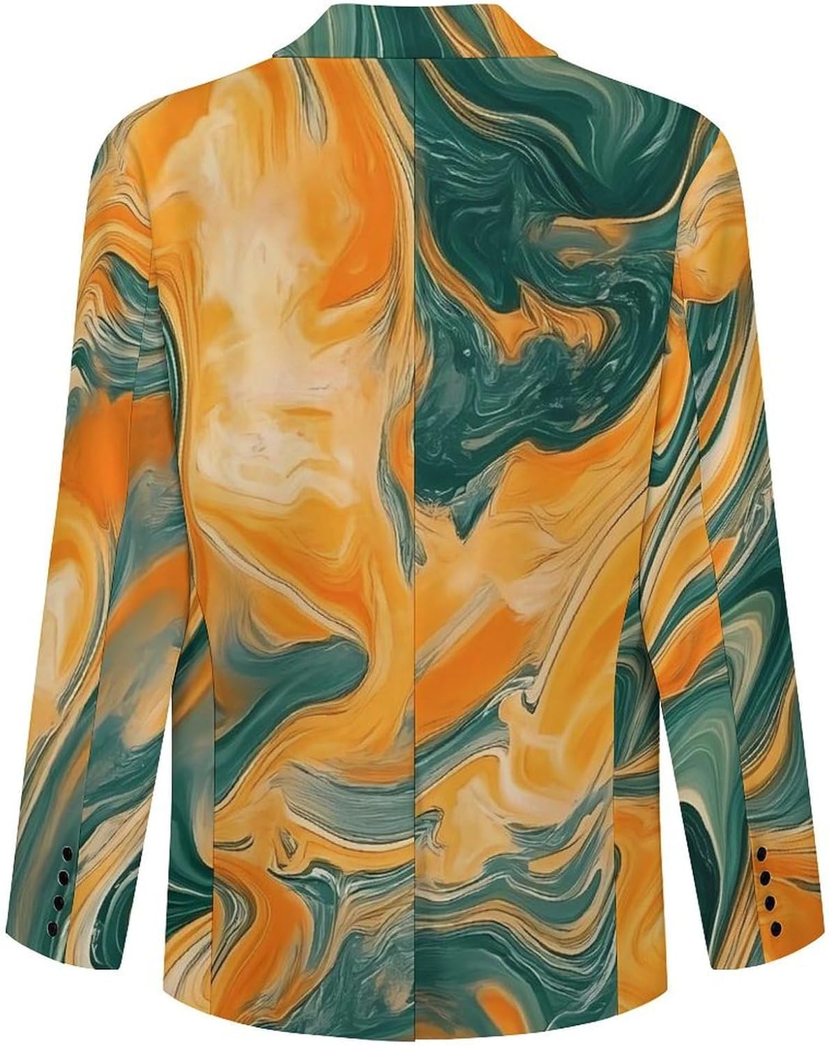 Tie-Dye Orange Green Marbled Suits Blazer for Men Two Buttons Business Jacket Coat Wedding Dinner Party