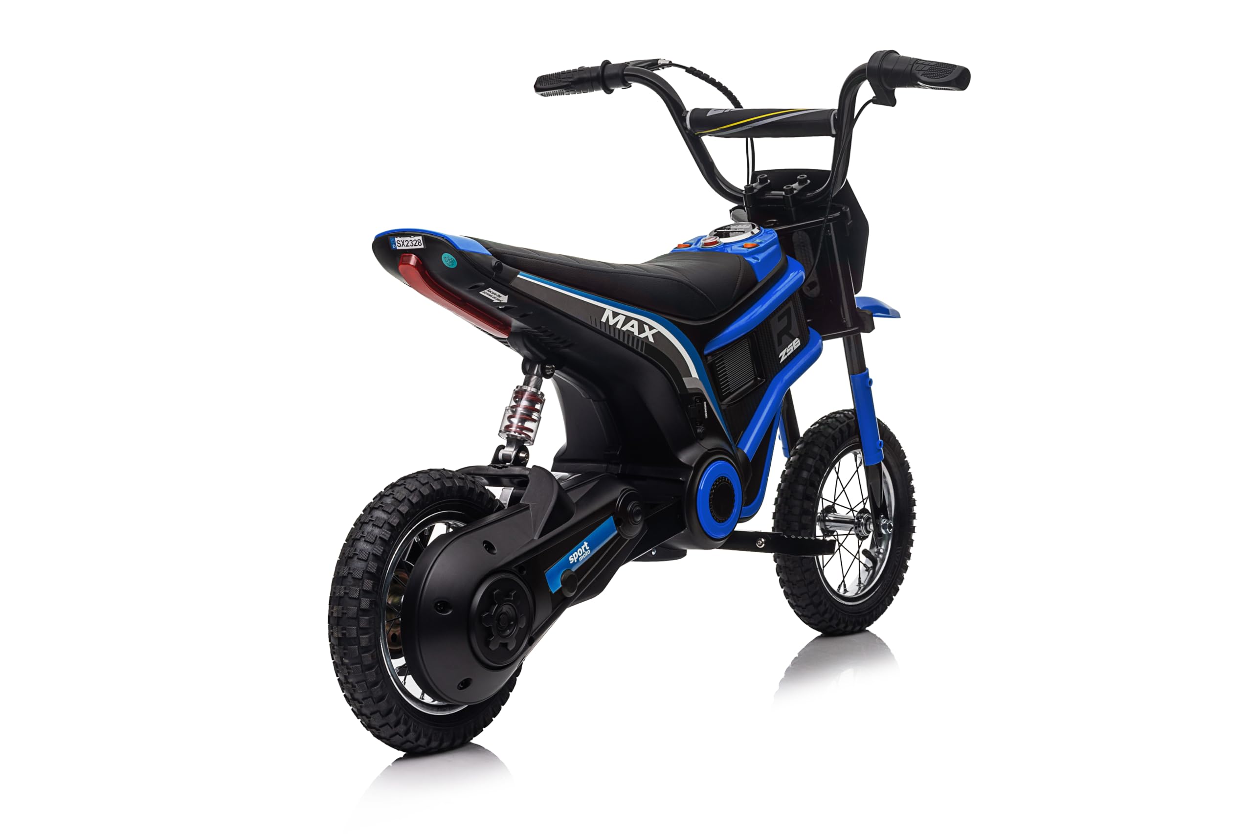 FINOOS Motocicleta Eléctrica Niños, Moto Eléctrica con Motor de 350W, 2 Modos de Velocidad de 8/16 KMH, 20km de Largo Alcance, Neumático de 12'', Moto Cross para niños de 3 a 8 años (Azul)