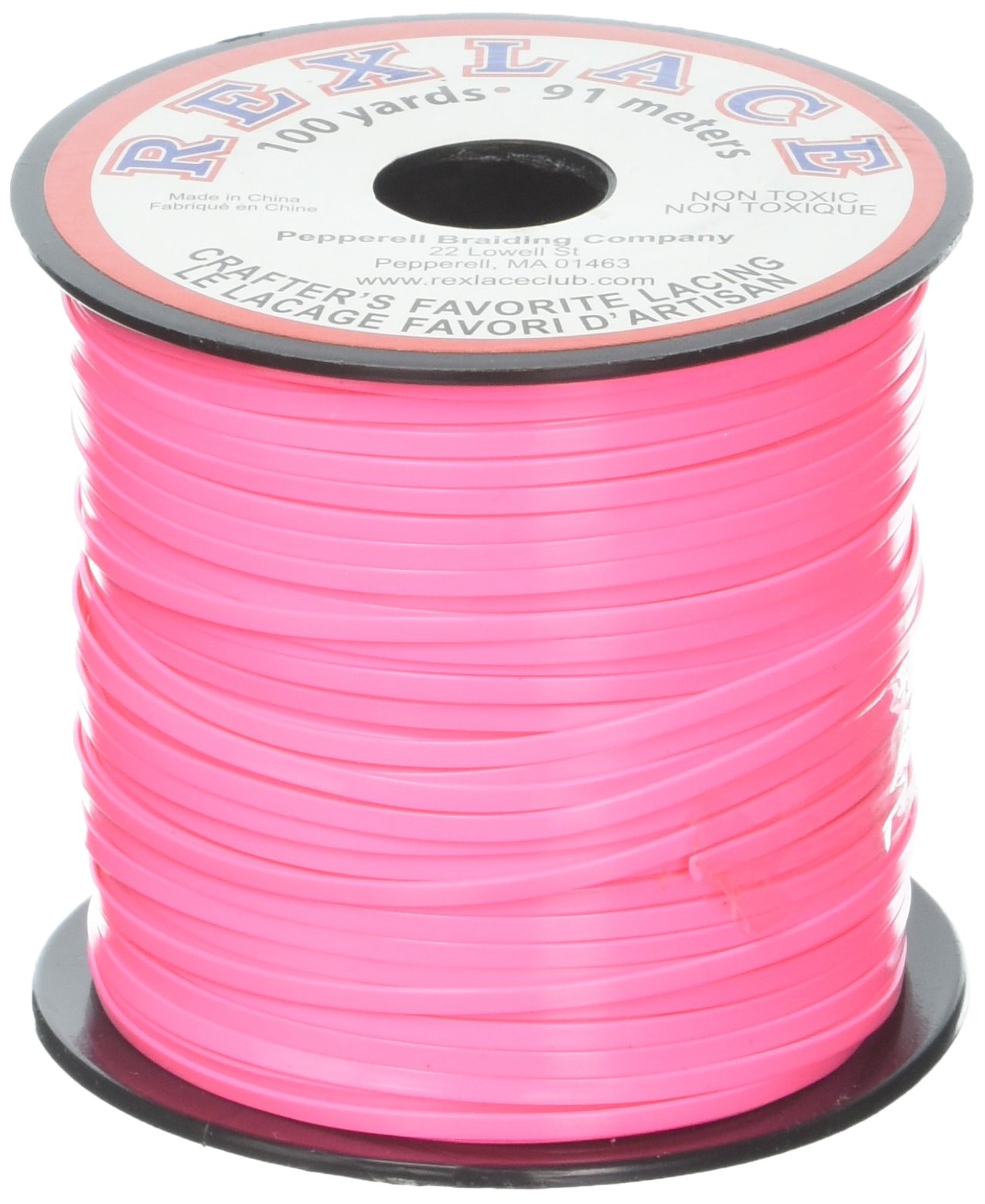 Pepperell Rexlace Plastic Lacing .0938" X100yd, Neon Pink
