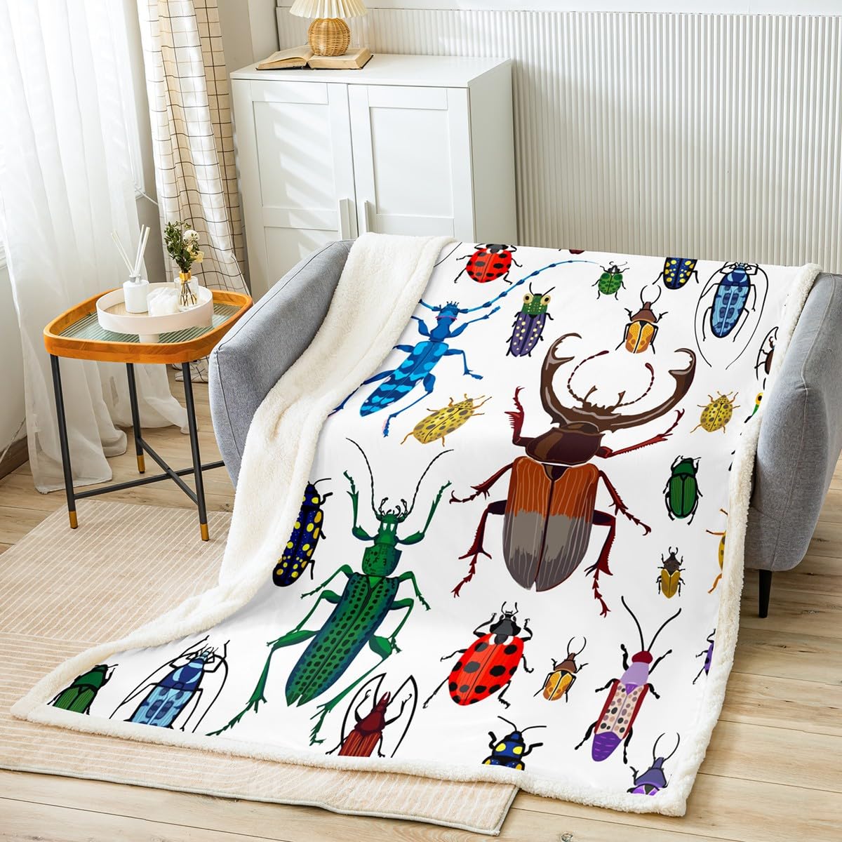 Feelyou Sherpa-Überwurfdecke Mit Flugzeugdruck – 127x152 Cm, Ultraweich, Kuschelig, Für Sofa, Bett & Reisen