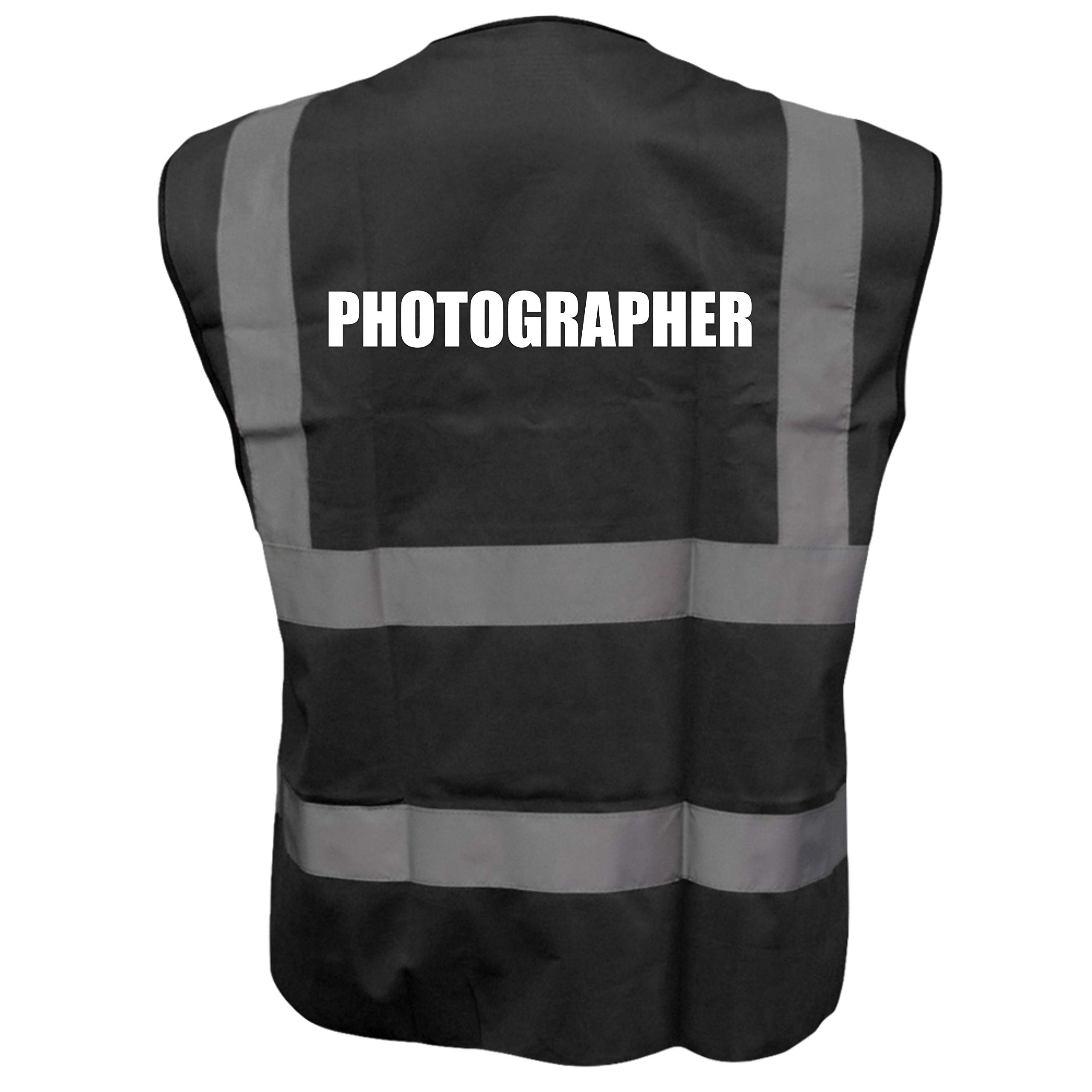Brook Hi Vis Uk Unisex Black Hi Vis Vest Photographer Vest Waistcoat Safety Vest XX-Large