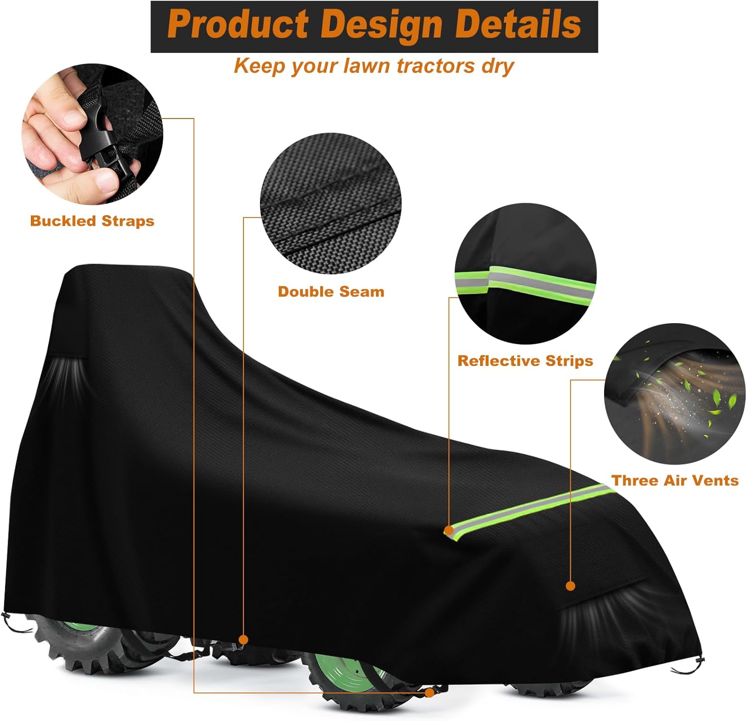 LYHNMW Tractor Cover Waterproof, 600D X-Large Tractor Cowling Cover, Compatible with John Deere, Kubota BX, New Holland Boomer, Mahindra Max with Storage Bag(189 L x 76 W x 86 H in)
